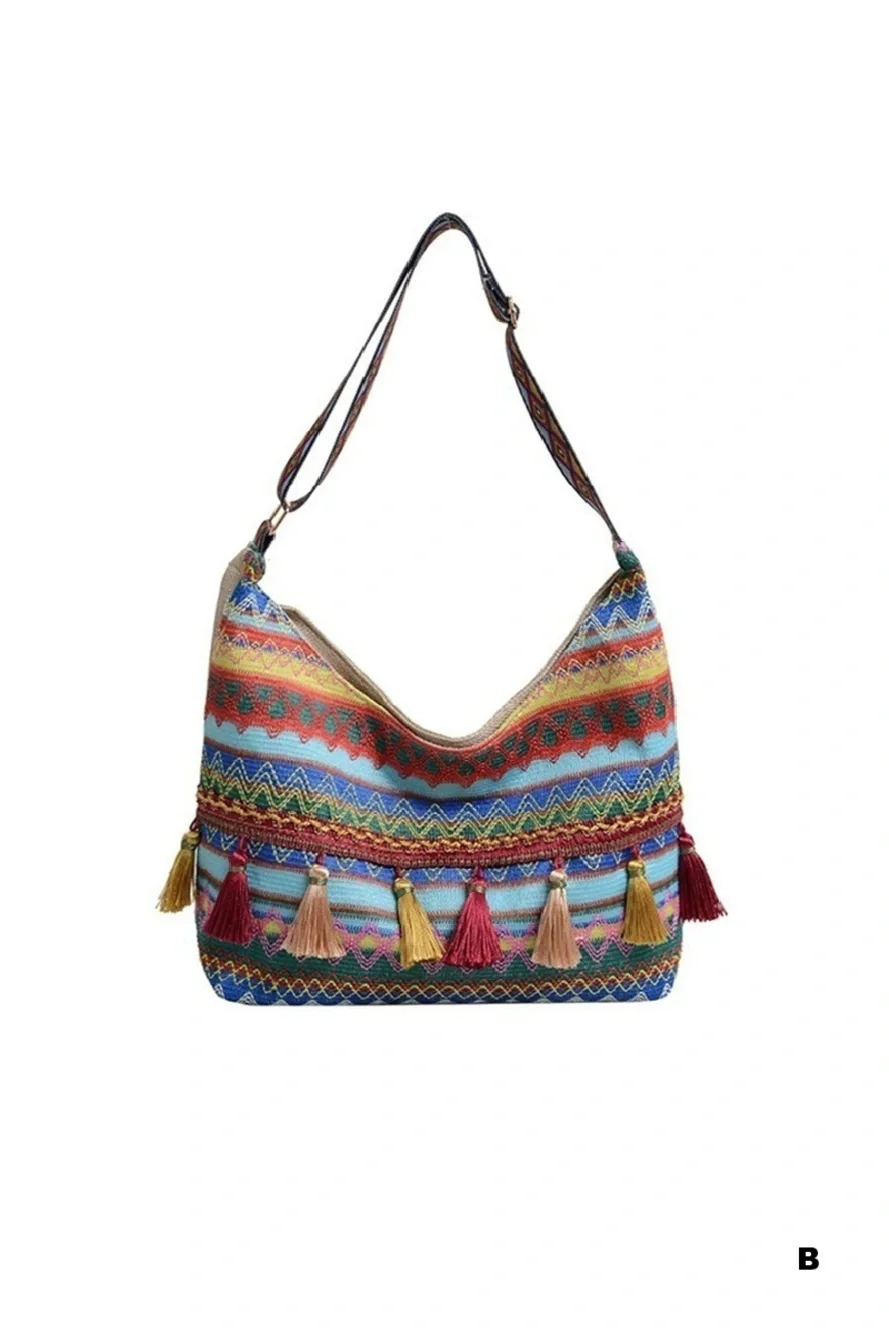 Z21 BLUE Zenana Boho Ethic Shoulder Bag Various Sizes